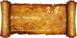 Kahr Gyöngyi névjegykártya